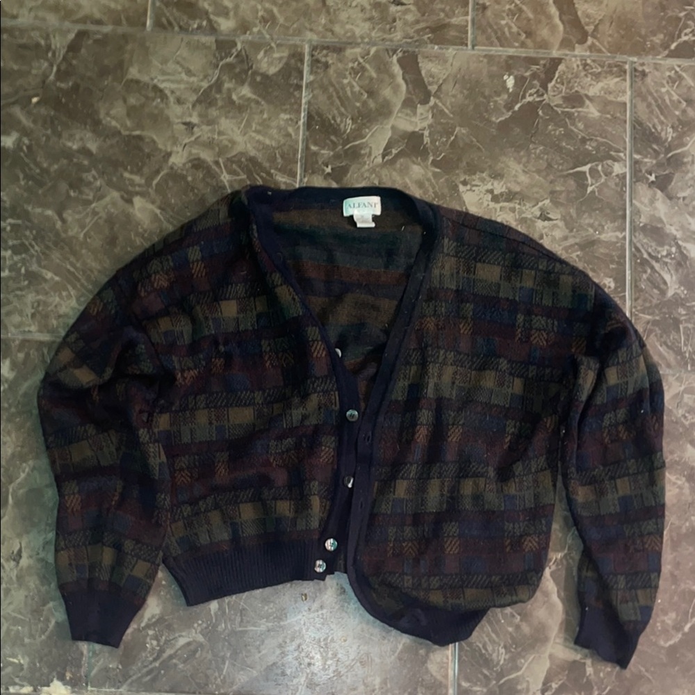 Plaid Button-Up Sweater